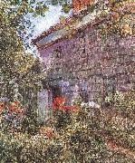 Childe Hassam Old House and Garden at East Hampton, Long Island Norge oil painting reproduction